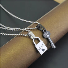 Simple Lock And Key Matching Necklaces For Couples In Titanium