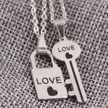 Simple Lock And Key Matching Necklaces For Couples In Titanium