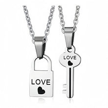 Simple Lock And Key Matching Necklaces For Couples In Titanium