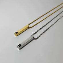 Personalized Photo Projection Bar Necklaces For Couples In Titanium