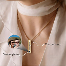 Personalized Photo Projection Bar Necklaces For Couples In Titanium