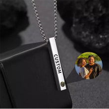 Personalized Photo Projection Bar Necklaces For Couples In Titanium