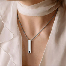 Personalized Photo Projection Bar Necklaces For Couples In Titanium