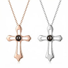 Personalized Photo Projection Silver Cross Necklace For Couples