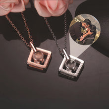 Personalized Forever Together Photo Projection Silver Couple Necklaces