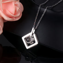 Personalized Forever Together Photo Projection Silver Couple Necklaces