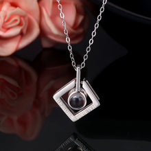 Personalized Forever Together Photo Projection Silver Couple Necklaces