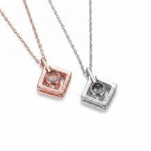 Personalized Forever Together Photo Projection Silver Couple Necklaces