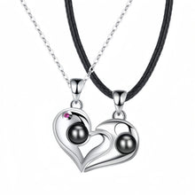 Personalized Matching Heart Photo Projection Silver Couple Necklaces