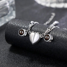 Personalized Matching Heart Photo Projection Couple Necklaces