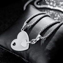 Engravable Cupid's Arrow Matching Heart Titanium Couple Necklaces