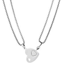 Engravable Cupid's Arrow Matching Heart Titanium Couple Necklaces
