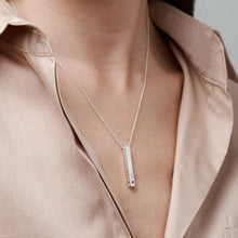 Personalized Couple Name Bar Birthstone Necklaces In Titanium