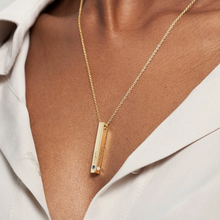 Personalized Couple Name Bar Birthstone Necklaces In Titanium