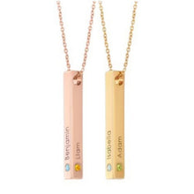 Personalized Couple Name Bar Birthstone Necklaces In Titanium