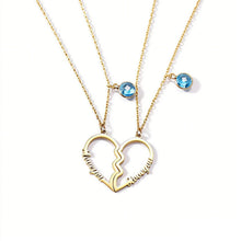 Personalized Couple Name Matching Heart Birthstone Necklaces