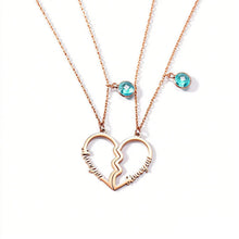 Personalized Couple Name Matching Heart Birthstone Necklaces
