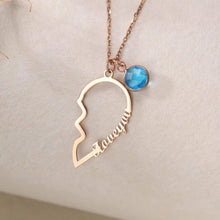 Personalized Couple Name Matching Heart Birthstone Necklaces