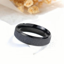 Black And Rose Frosted Couple Rings In Titanium - CoupleSets
