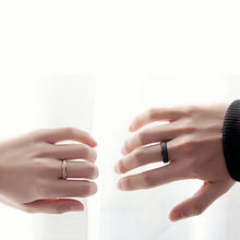 Black And Rose Frosted Couple Rings In Titanium - CoupleSets