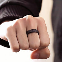 Black And Rose Frosted Couple Rings In Titanium - CoupleSets