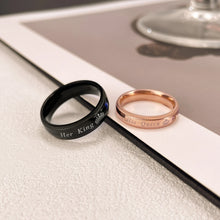 Black And Rose Her King His Queen Couple Rings Set In Titanium Steel