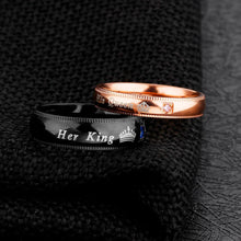 Black And Rose Her King His Queen Couple Rings Set In Titanium Steel - CoupleSets