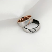 Black And Rose Matching Heart Rings For Couples In Titanium Steel - CoupleSets