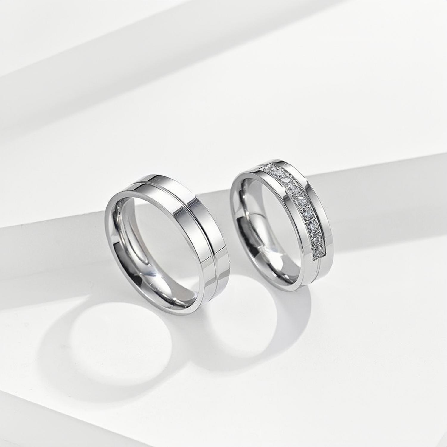 Small Couple Rings Simple Wedding Bands For Couples In Titanium - CoupleSets