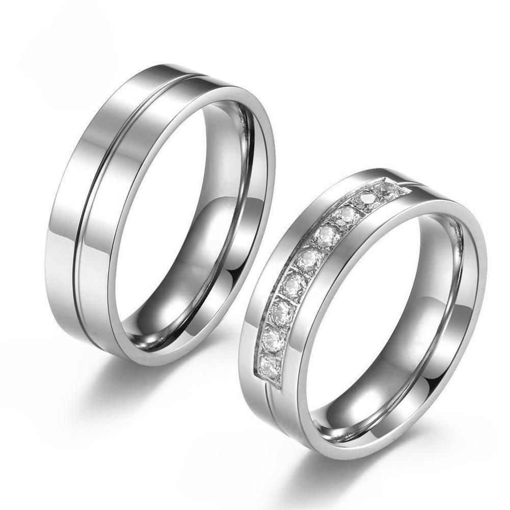 Small Couple Rings Simple Wedding Bands For Couples In Titanium - CoupleSets