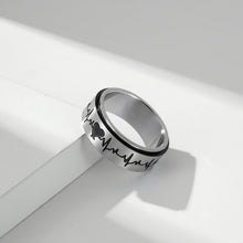 Rotatable Black And Silver Matching Heartbeat Couple Rings In Titanium - CoupleSets