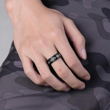 Rotatable Black And Silver Matching Heartbeat Couple Rings In Titanium - CoupleSets