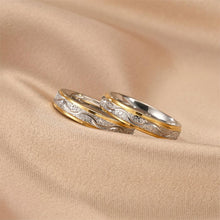 Yellow And Silver Two-Tone Solitaire Couple Rings In Titanium - CoupleSets