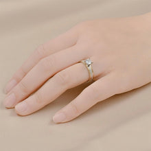 Yellow And Silver Two-Tone Solitaire Couple Rings In Titanium - CoupleSets