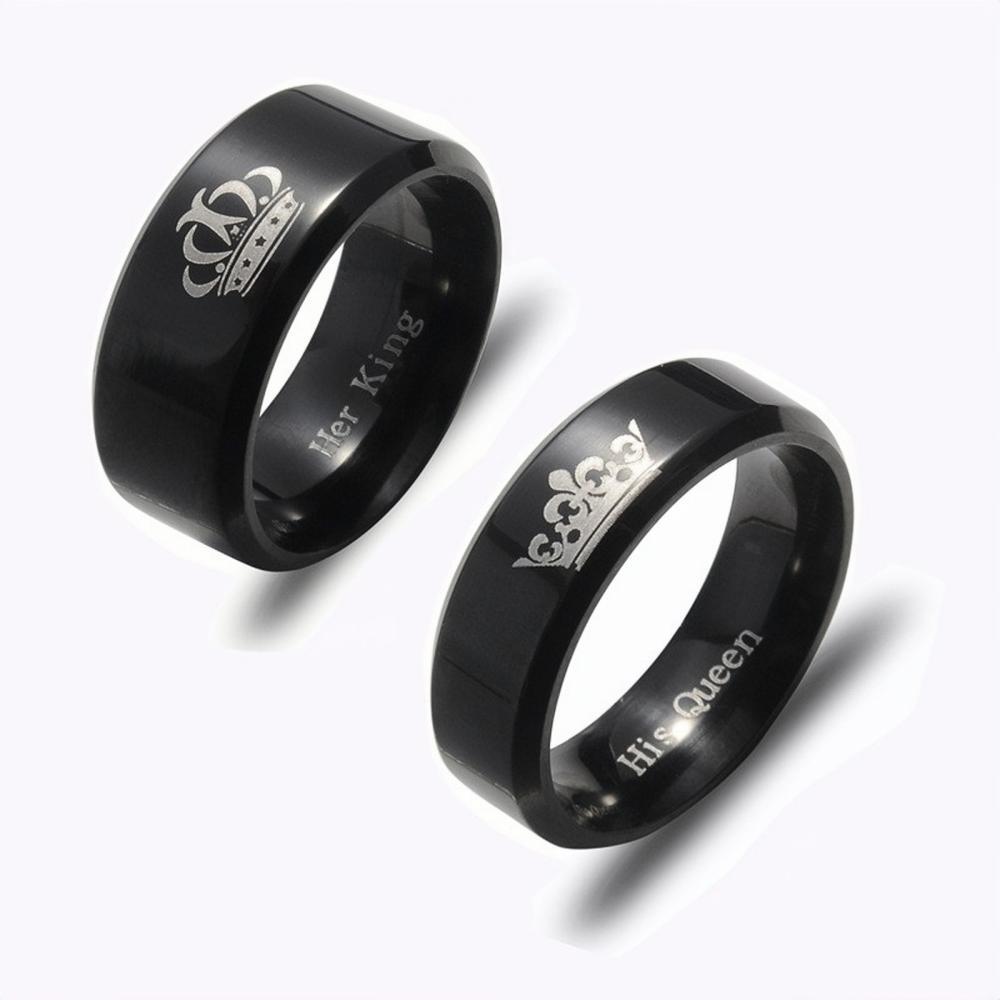 Black King Queen Rings For Couples In Titanium Steel - CoupleSets