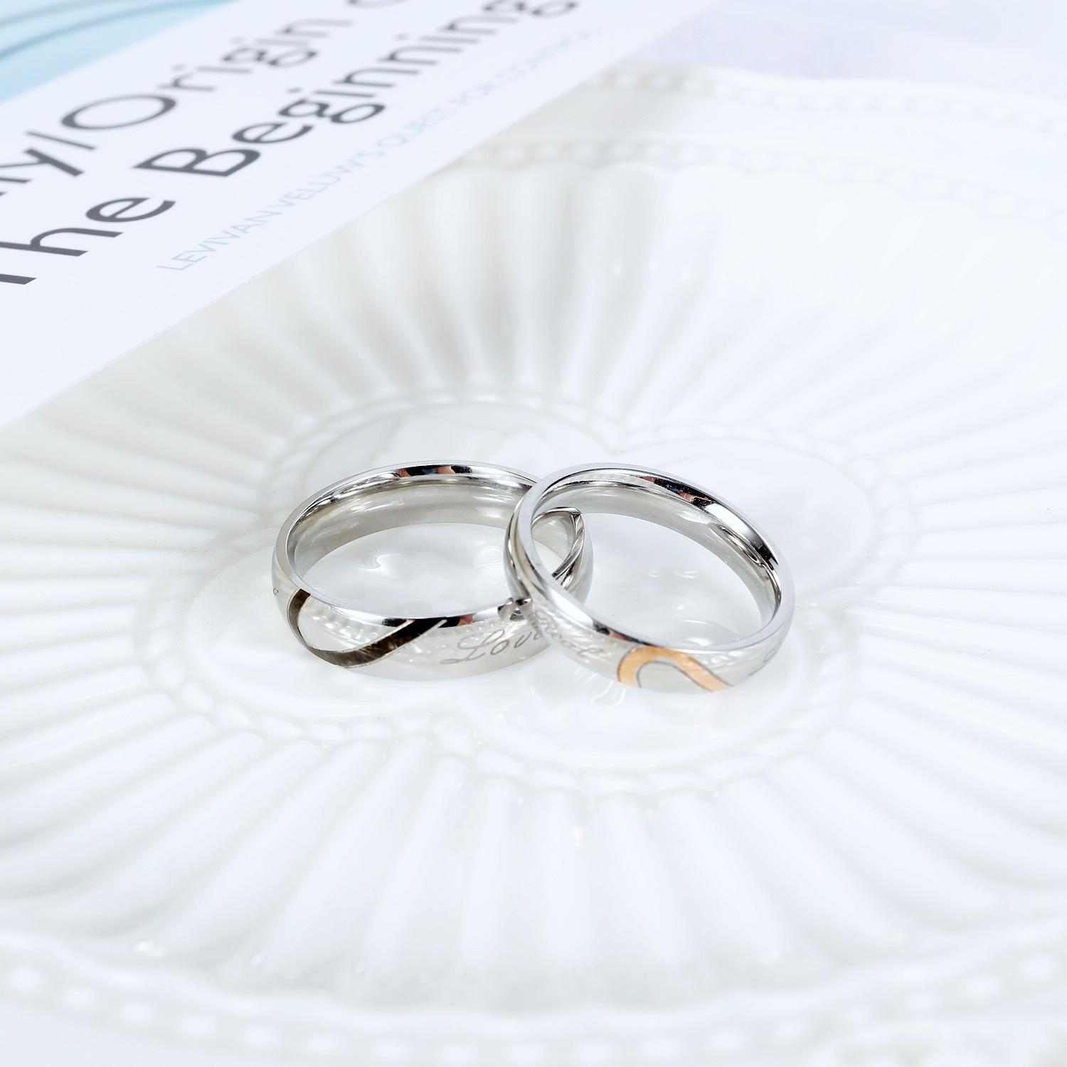 Engravable Matching Heart Couple Rings In Titanium - CoupleSets
