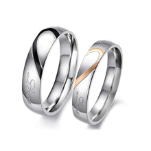 Engravable Matching Heart Couple Rings In Titanium - CoupleSets