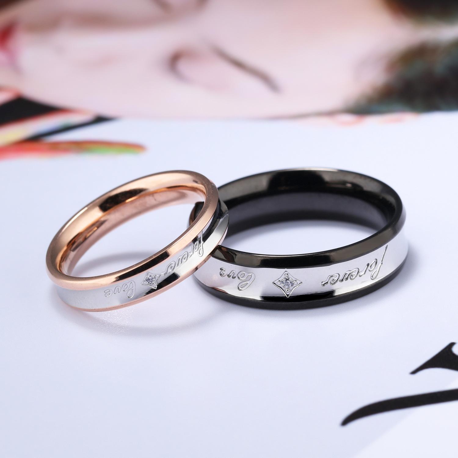 Unique Forever Love Couple Rings Set In Titanium - CoupleSets