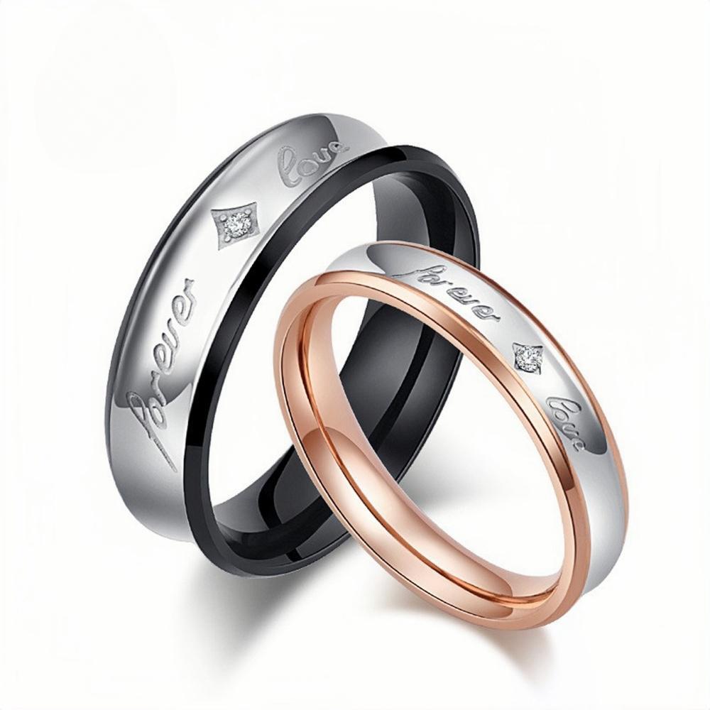 Unique Forever Love Couple Rings Set In Titanium - CoupleSets