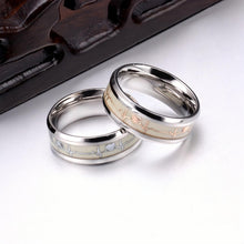 Engravable Luminous Heartbeat Couple Promise Ring Set In Titanium - CoupleSets
