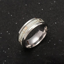 Engravable Luminous Heartbeat Couple Promise Ring Set In Titanium - CoupleSets