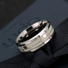 Engravable Luminous Heartbeat Couple Promise Ring Set In Titanium - CoupleSets