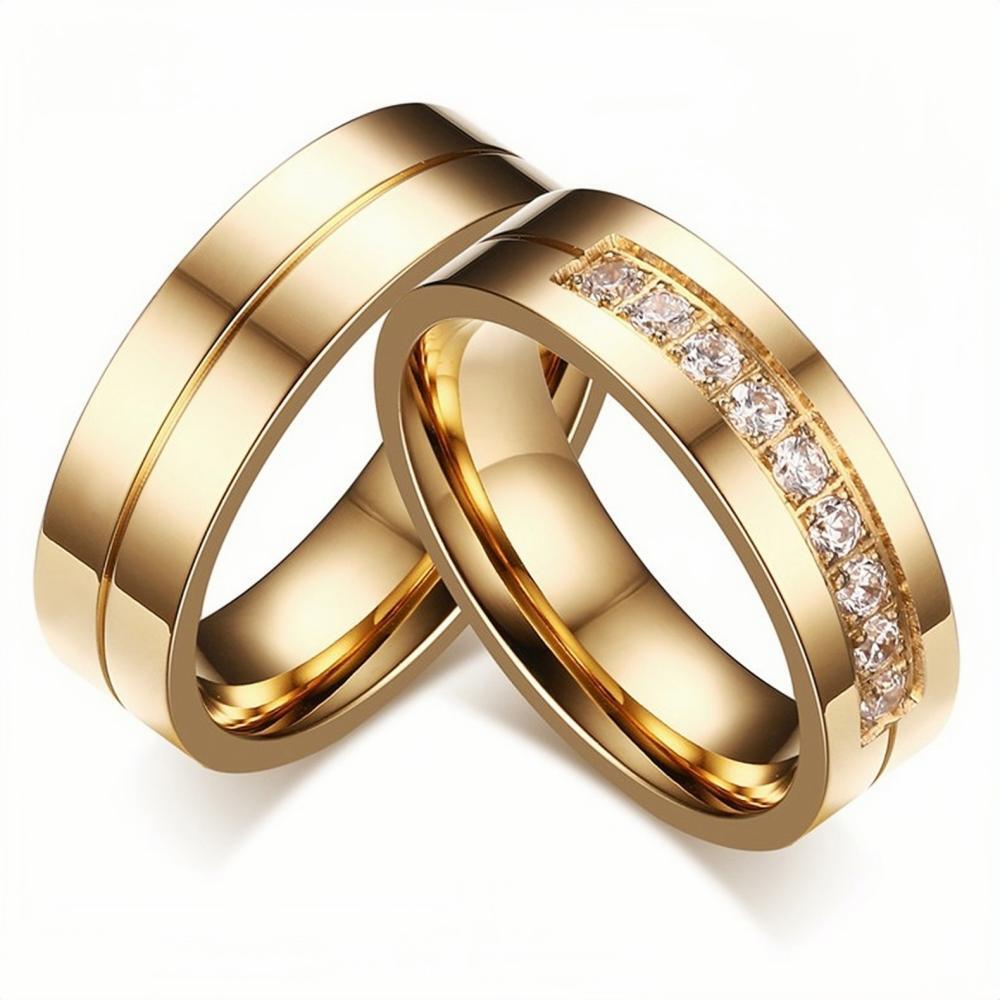 Yellow Engravable Promise Rings For Couples In Titanium - CoupleSets