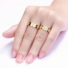 Yellow Engravable Promise Rings For Couples In Titanium - CoupleSets