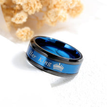 Engravable Her King His Queen Couple Rings In Titanium - CoupleSets