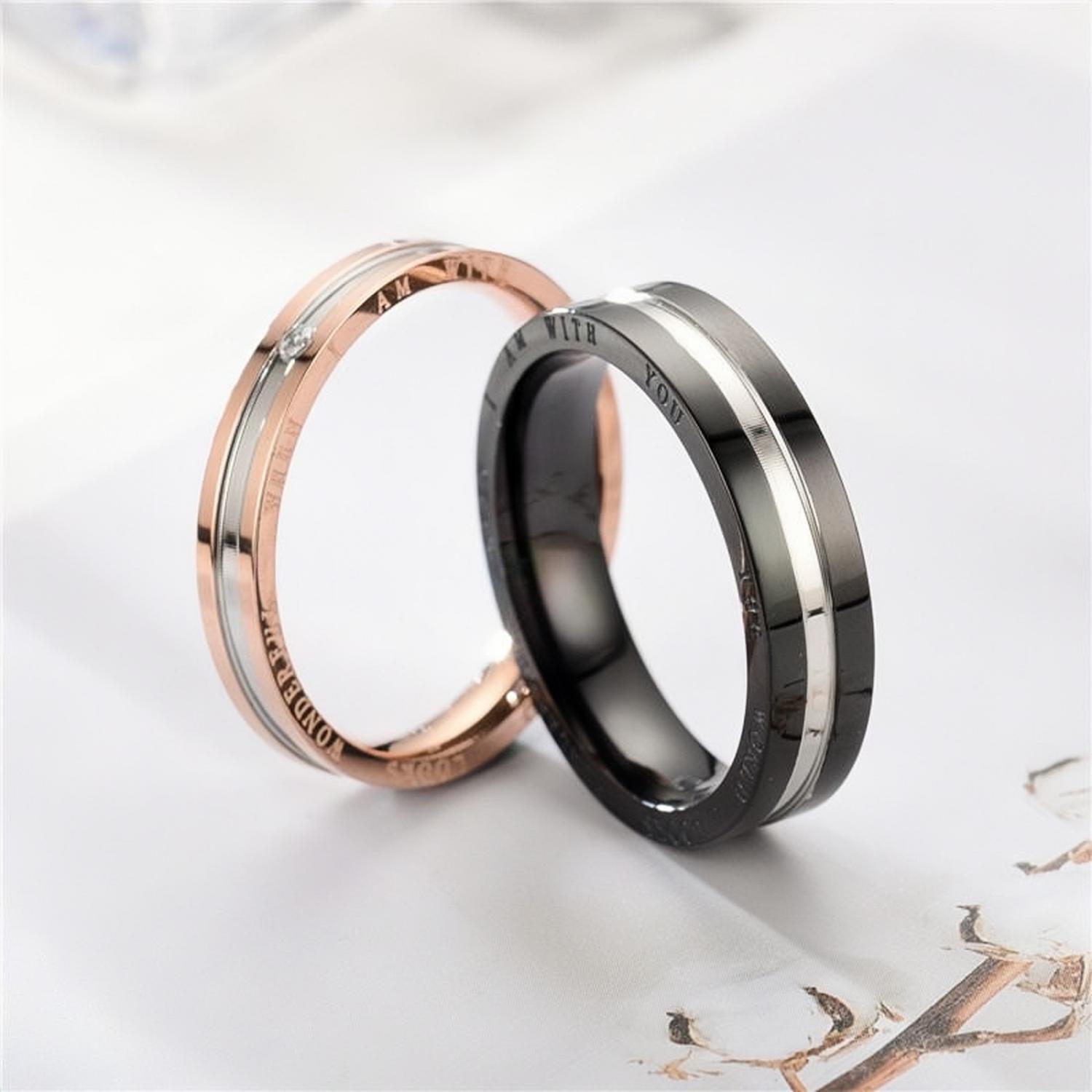 Unique When I Am With You Promise Rings For Couples In Titanium - CoupleSets