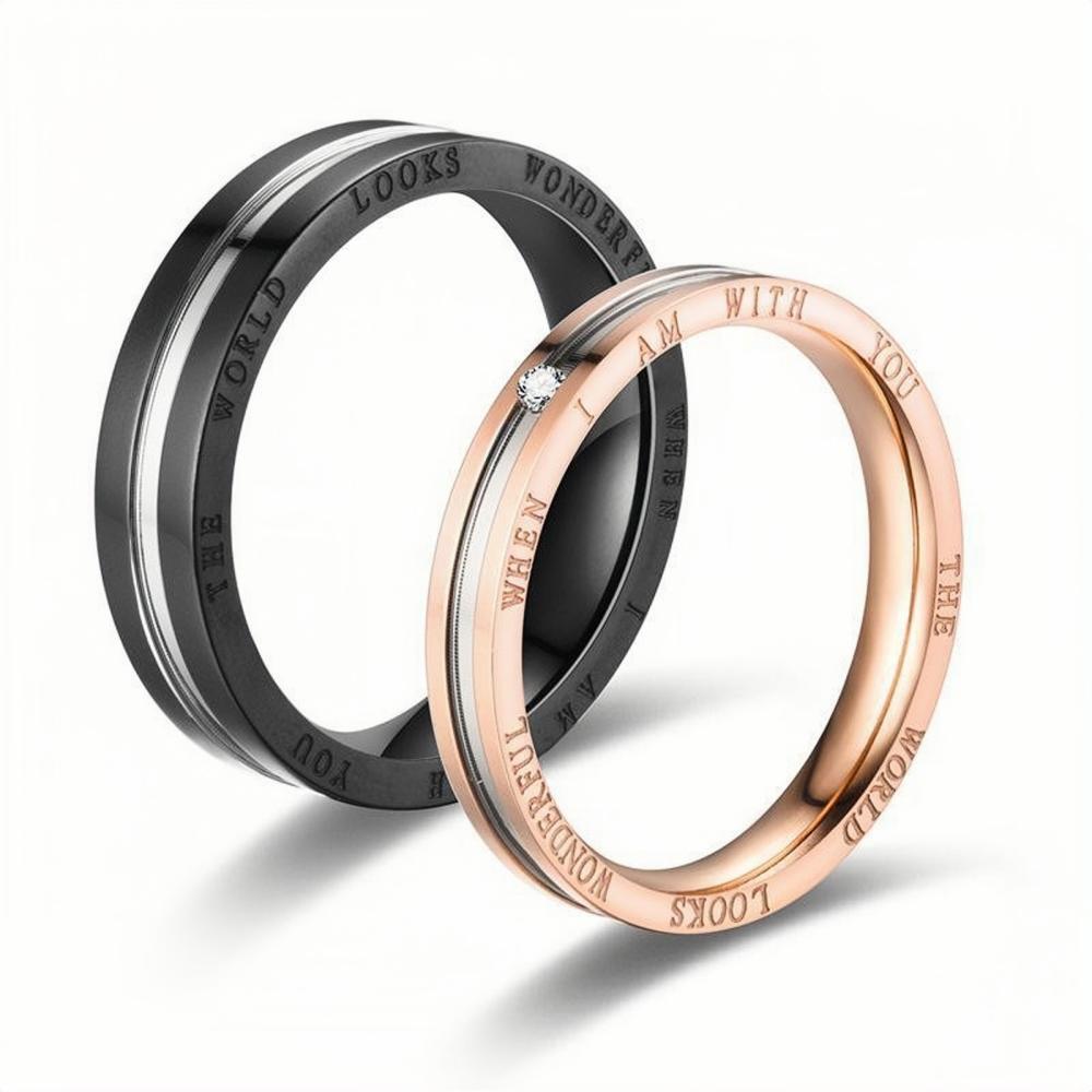 Unique When I Am With You Promise Rings For Couples In Titanium - CoupleSets