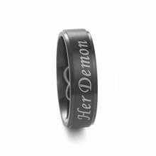 Unique Her Demon His Angel Promise Rings For Couples In Titanium - CoupleSets