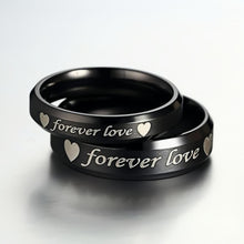 Black Forever Love Promise Rings For Couples In Titanium - CoupleSets
