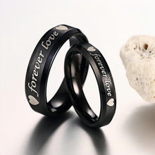 Black Forever Love Promise Rings For Couples In Titanium - CoupleSets